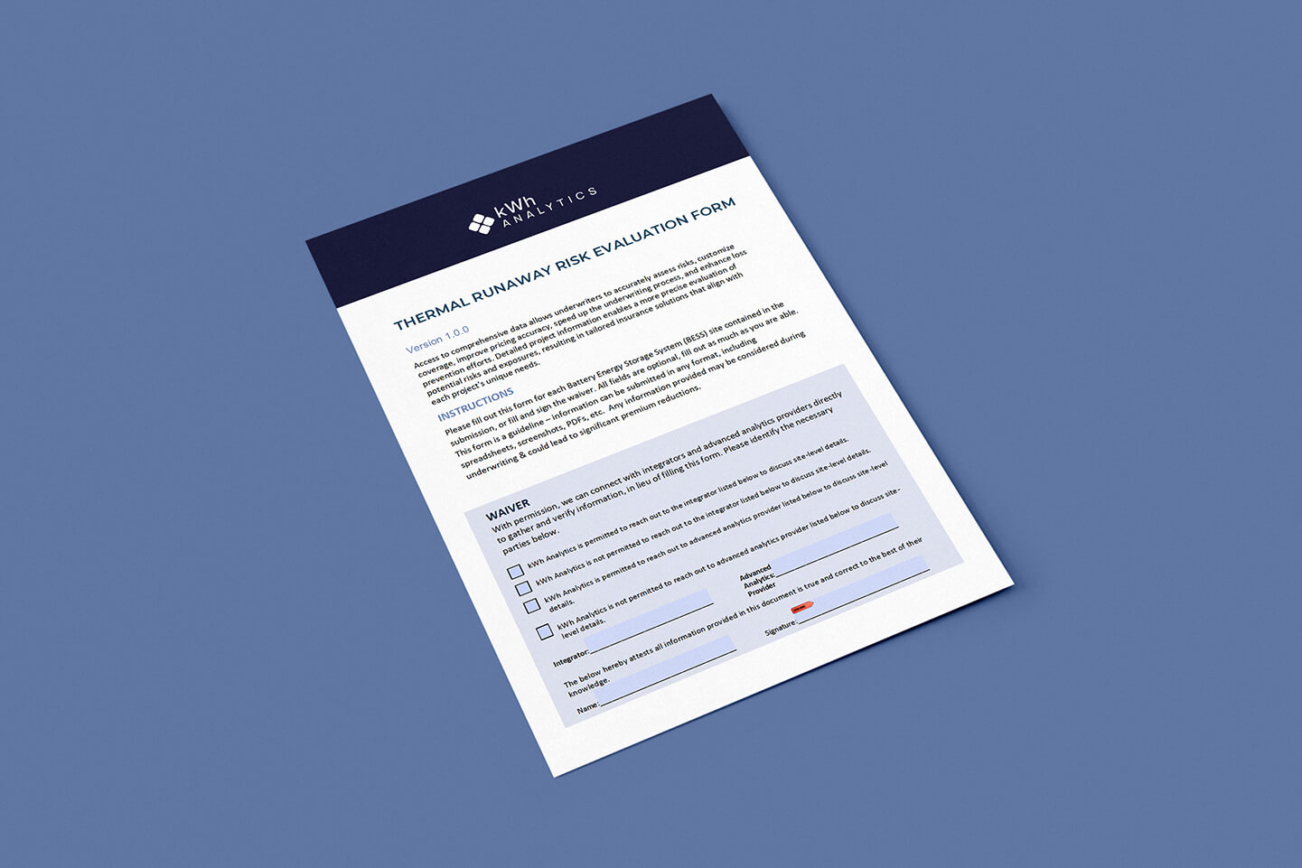 Thermal Runaway Risk Evaluation Form